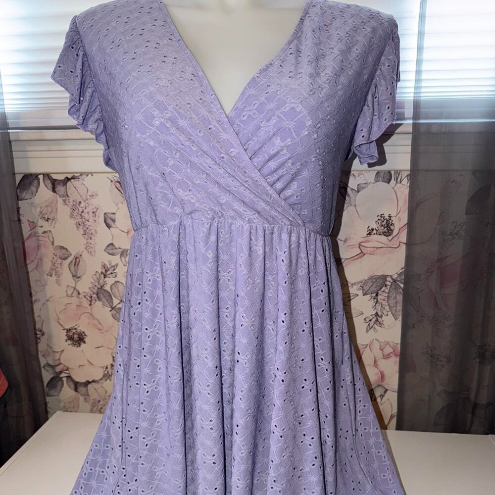 Shirley & Stone Boutique brand Eyelet Circle Skirt  Wrap Bodice Dress